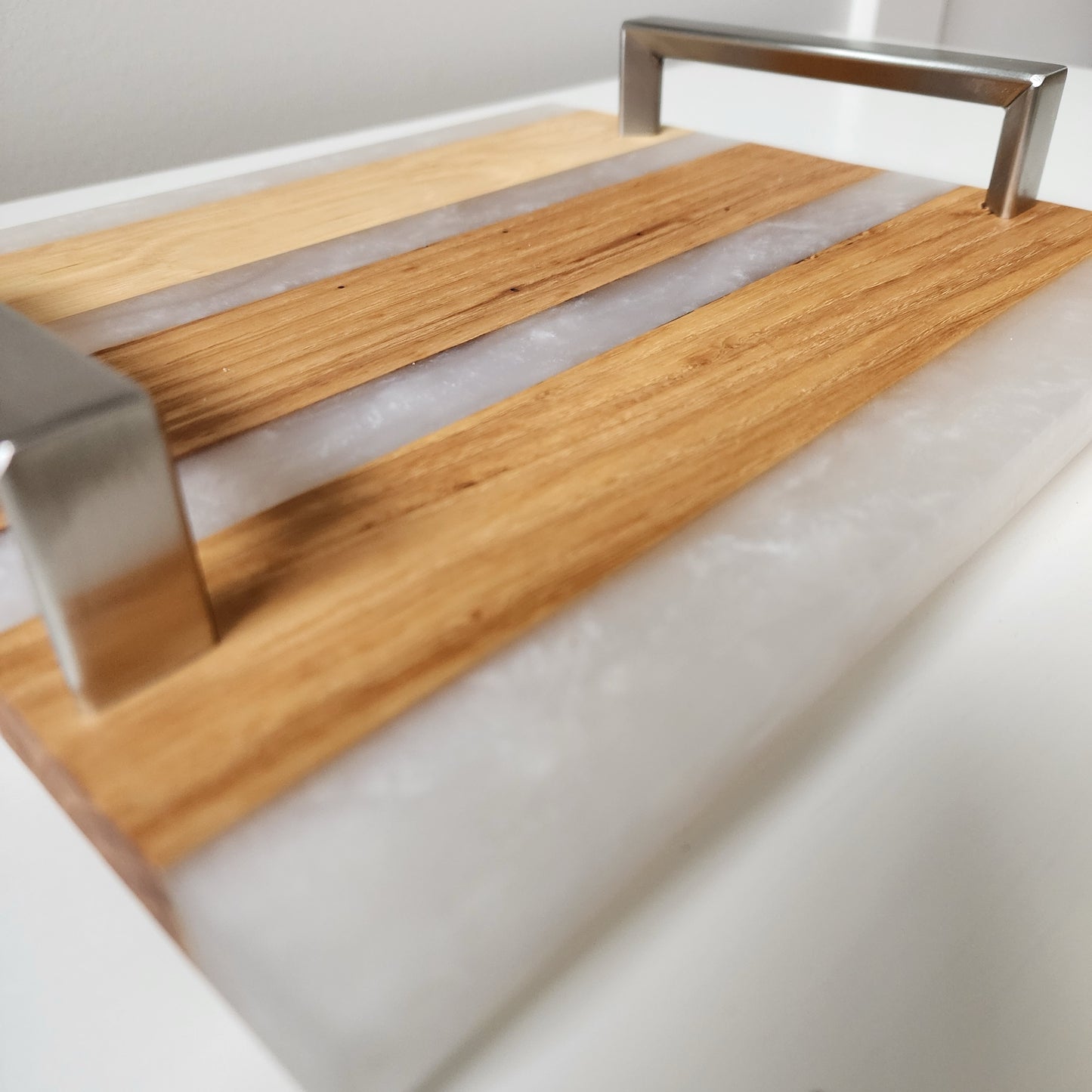 Hickory & Pearl White Charcuterie Board with Handles