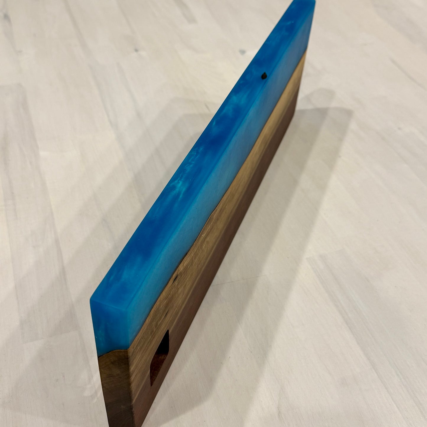 Double Sided Beautiful Rich “Black Walnut” w/ “Blue/Green” Swirled Epoxy Charcuterie Board