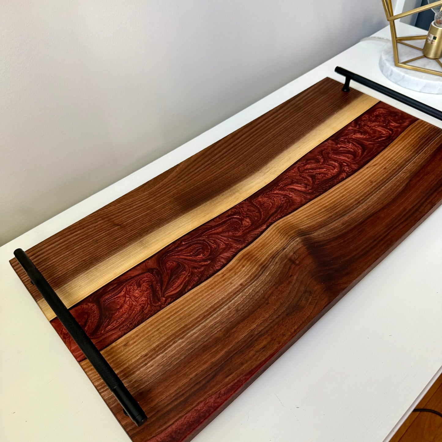 Beautiful Rich Black Walnut w/ Satin Coffee Swirled Epoxy - XL Large