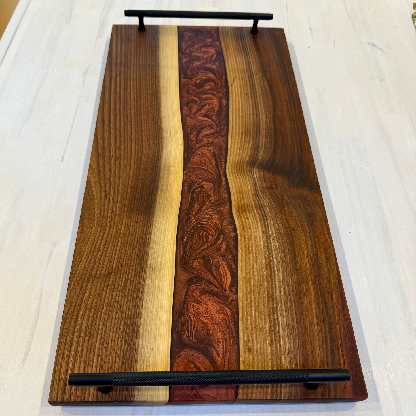 Beautiful Rich Black Walnut w/ Satin Coffee Swirled Epoxy - XL Large
