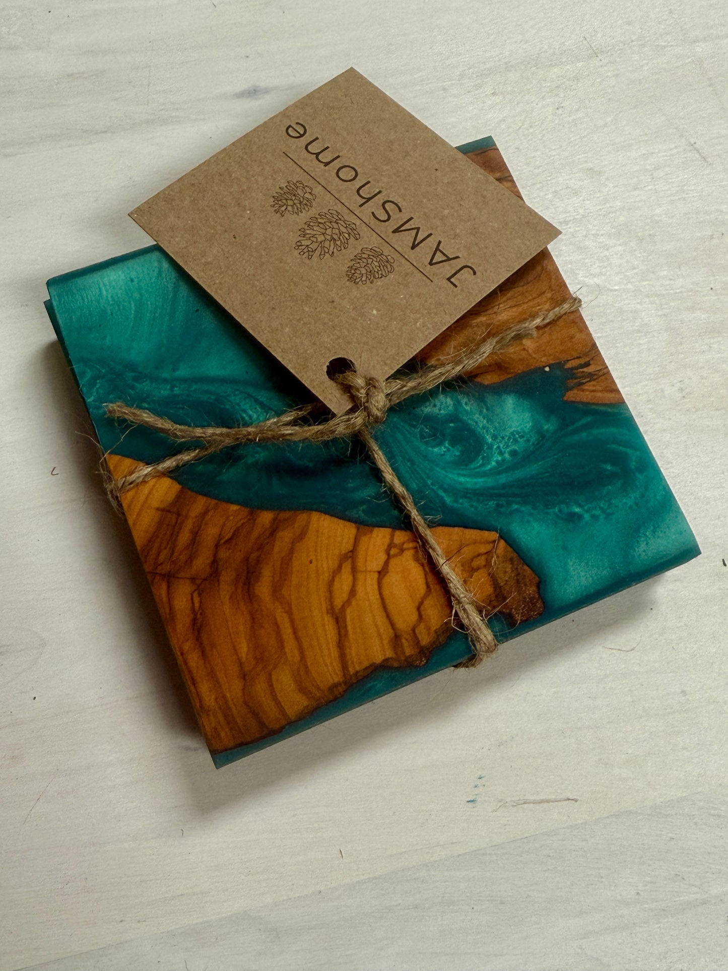Imported Olive Wood & Epoxy Swirl Coast Set - Bora Bora Swirl