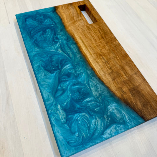Curly Maple w/ Turquoise Diamond Swirl Charcuterie