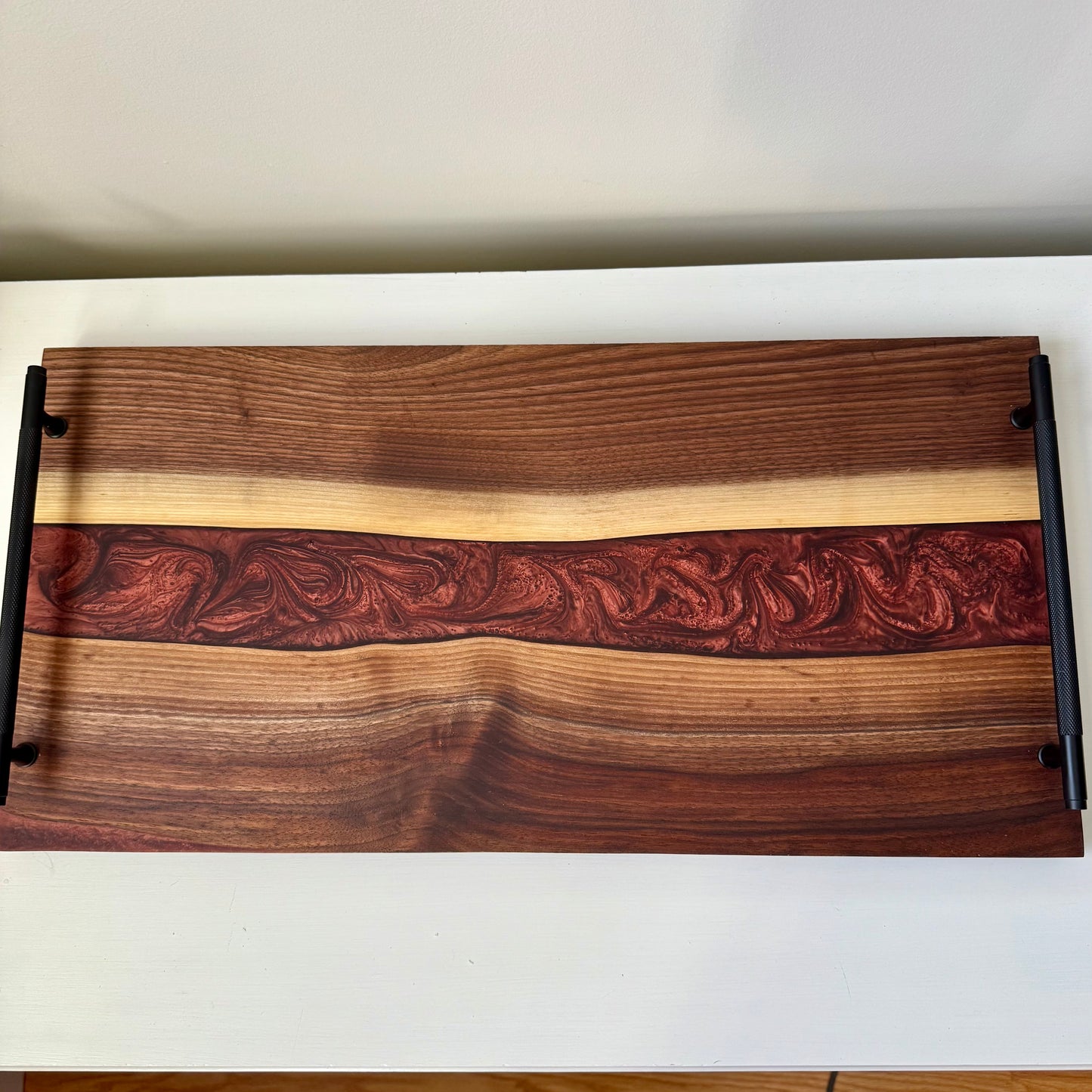 Beautiful Rich Black Walnut w/ Satin Coffee Swirled Epoxy - XL Large