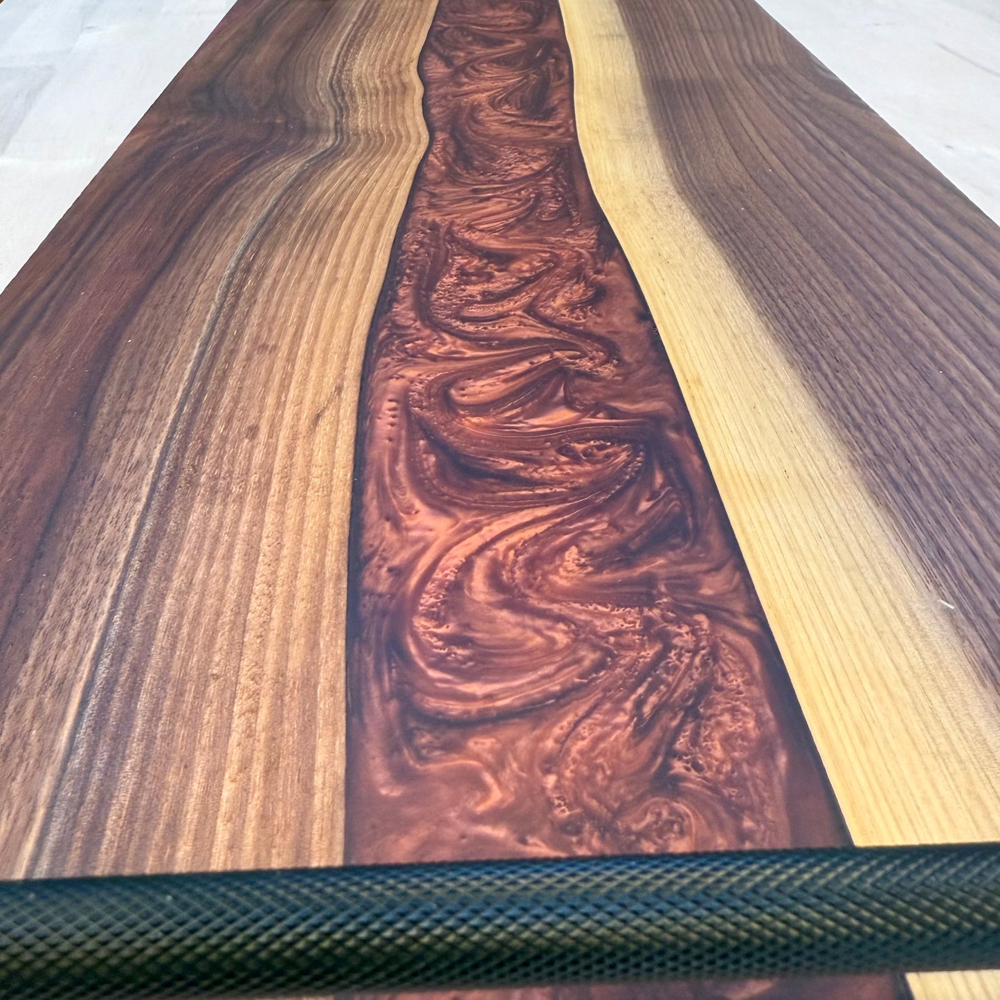 Beautiful Rich Black Walnut w/ Satin Coffee Swirled Epoxy - XL Large