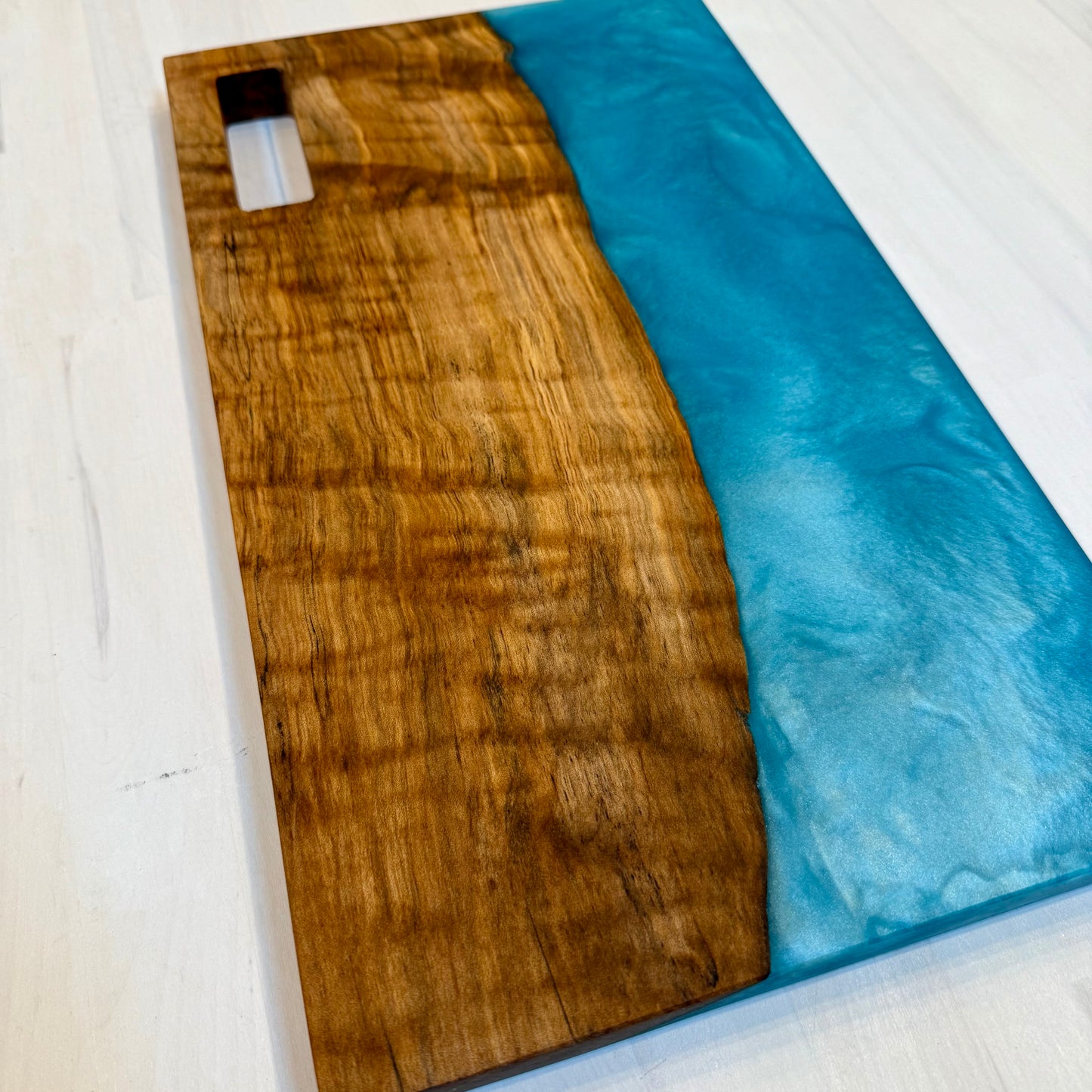 Curly Maple w/ Turquoise Diamond Swirl Charcuterie