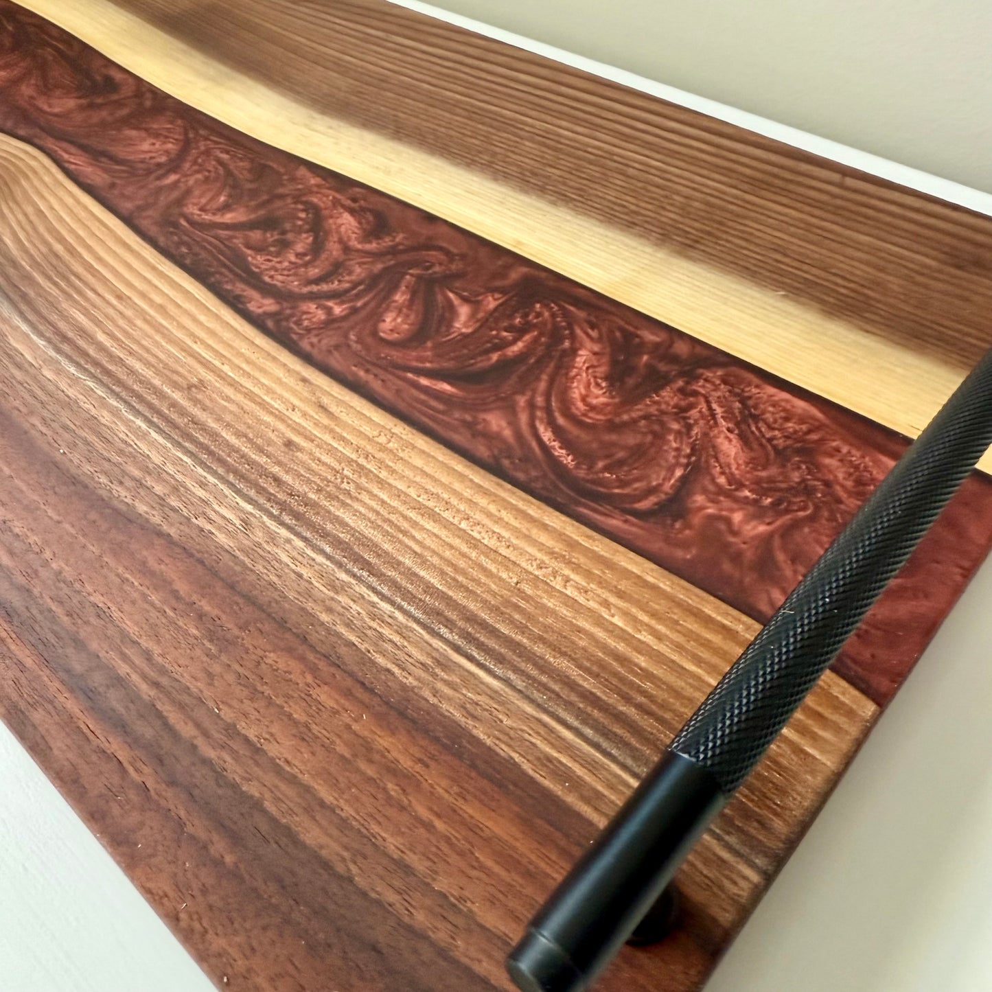 Beautiful Rich Black Walnut w/ Satin Coffee Swirled Epoxy - XL Large