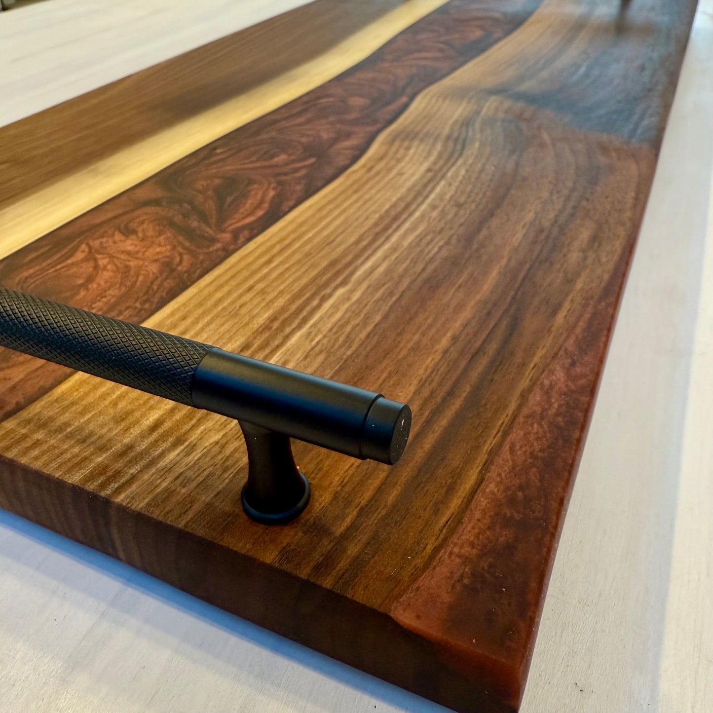 Beautiful Rich Black Walnut w/ Satin Coffee Swirled Epoxy - XL Large