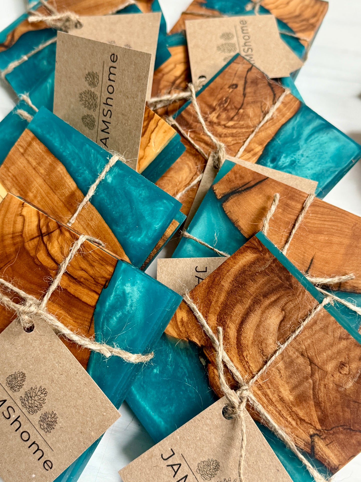 Imported Olive Wood & Epoxy Swirl Coast Set - Bora Bora Swirl