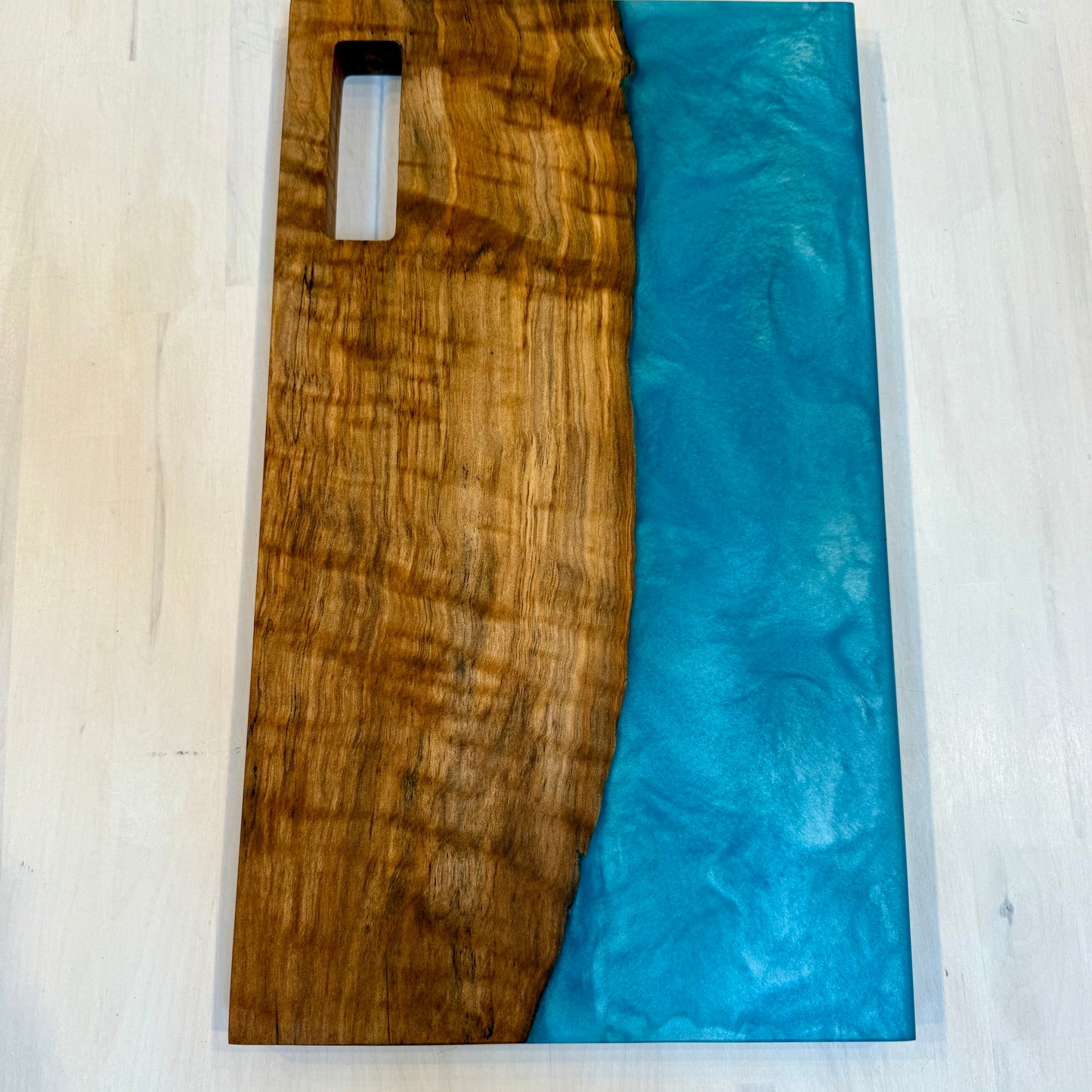 Curly Maple w/ Turquoise Diamond Swirl Charcuterie
