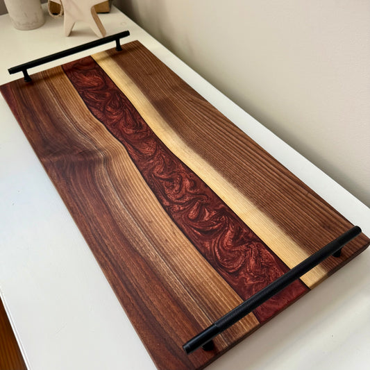 Beautiful Rich Black Walnut w/ Satin Coffee Swirled Epoxy - XL Large