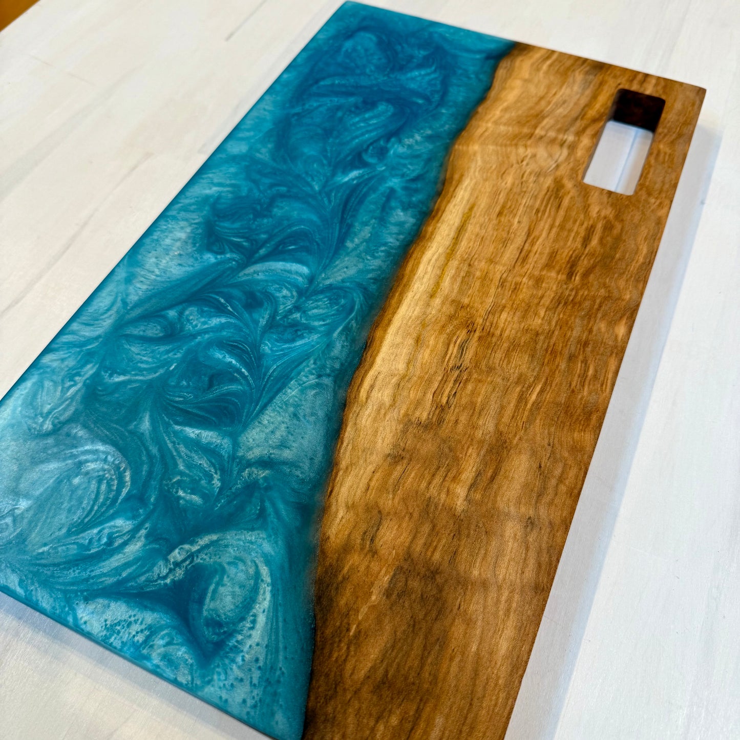 Curly Maple w/ Turquoise Diamond Swirl Charcuterie