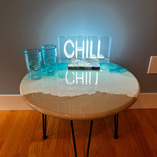 Sold Sample - Beach Fluid Acrylic Paint/Epoxy Resin Coffee/End Table
