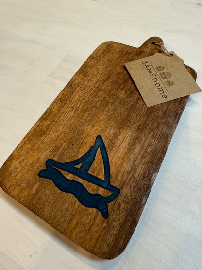 Small Cut & Serve Board with Inlay of Sail Boat