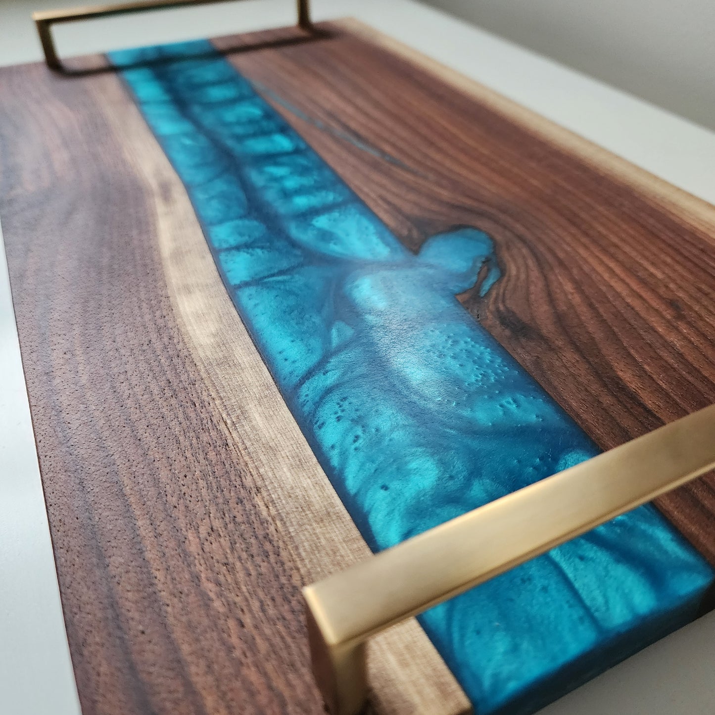 Black Walnut  w/ "Blue/Green" Swirled Epoxy Charcuterie Board