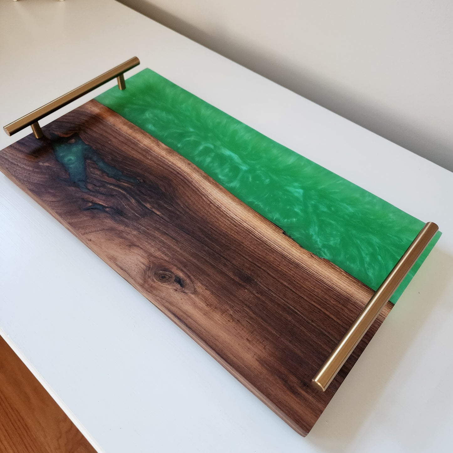 Black Walnut w/ "Jungle Green" Swirled Charcuterie Board