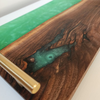 Black Walnut w/ "Jungle Green" Swirled Charcuterie Board