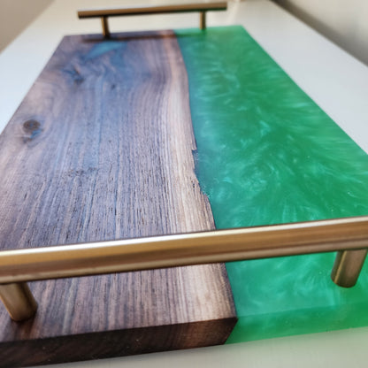 Black Walnut w/ "Jungle Green" Swirled Charcuterie Board