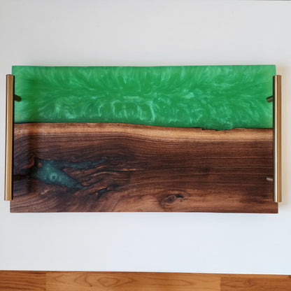 Black Walnut w/ "Jungle Green" Swirled Charcuterie Board