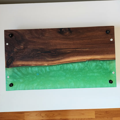 Black Walnut w/ "Jungle Green" Swirled Charcuterie Board