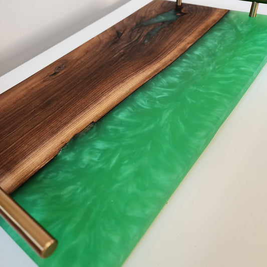 Black Walnut w/ "Jungle Green" Swirled Charcuterie Board