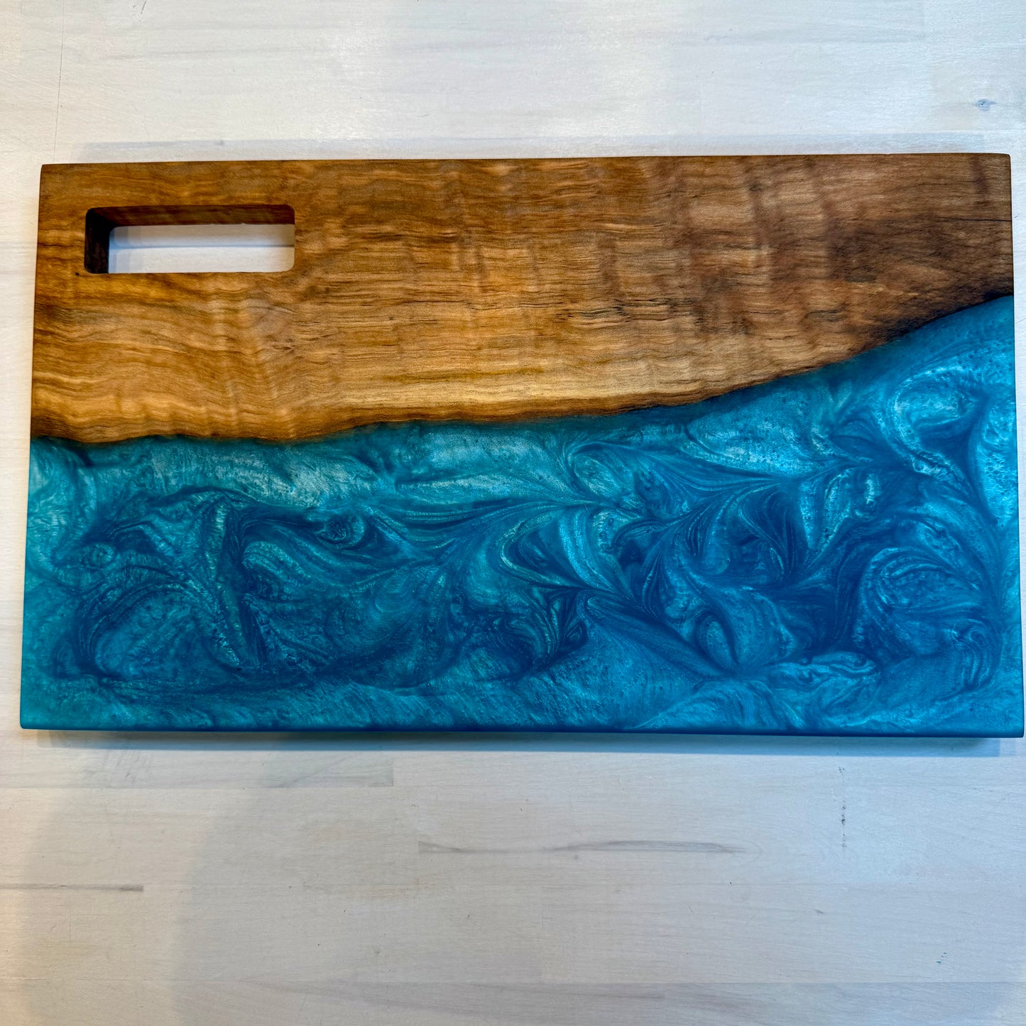 Curly Maple w/ Turquoise Diamond Swirl Charcuterie
