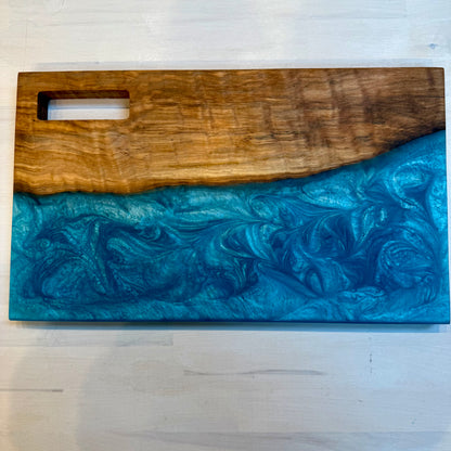 Curly Maple w/ Turquoise Diamond Swirl Charcuterie