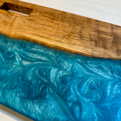 Curly Maple w/ Turquoise Diamond Swirl Charcuterie