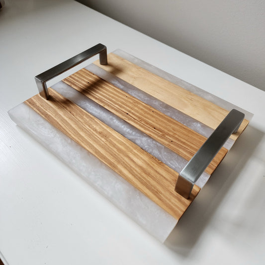 Hickory & Pearl White Charcuterie Board with Handles