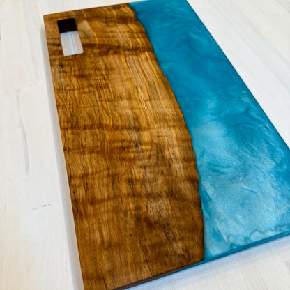 Curly Maple w/ Turquoise Diamond Swirl Charcuterie