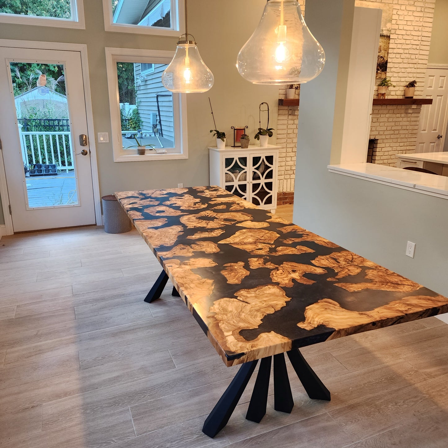 Sold Sample - Imported Olive Wood w/ Midnight Blue Epoxy Dining Table