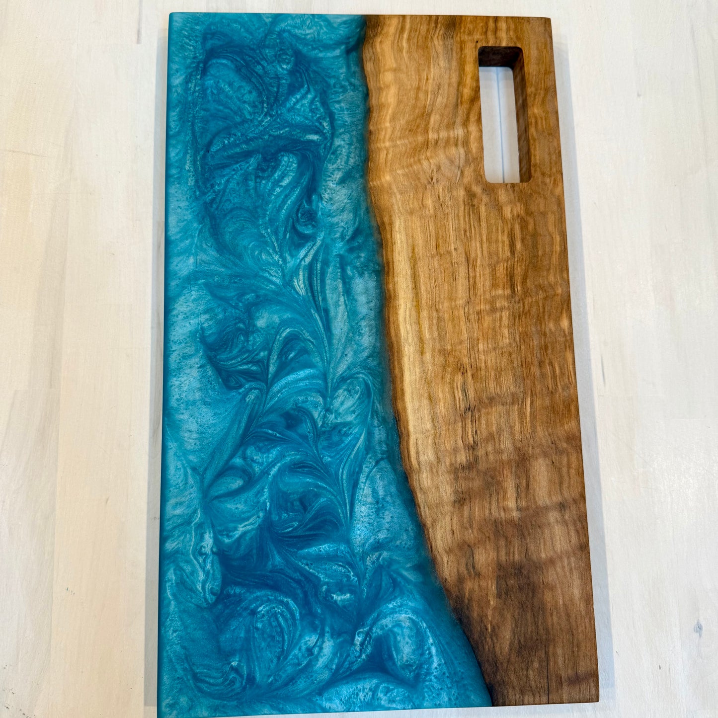 Curly Maple w/ Turquoise Diamond Swirl Charcuterie