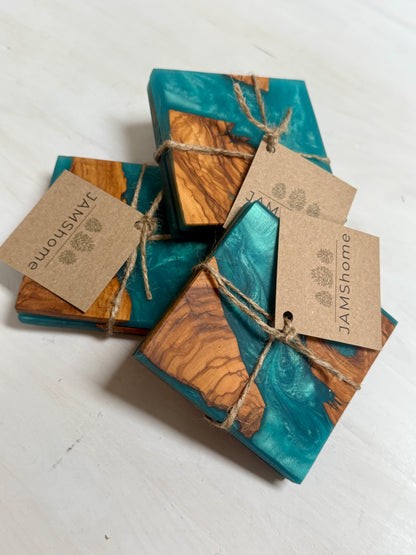 Imported Olive Wood & Epoxy Swirl Coast Set - Bora Bora Swirl