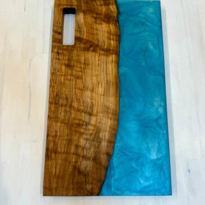 Curly Maple w/ Turquoise Diamond Swirl Charcuterie