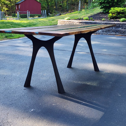 Sold Sample - Black Walnut Live Edge Table w/ Emerald Green Epoxy River Dining Table