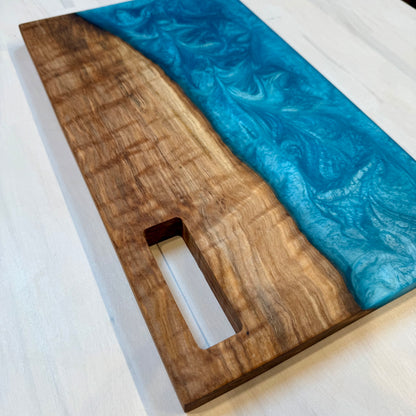Curly Maple w/ Turquoise Diamond Swirl Charcuterie