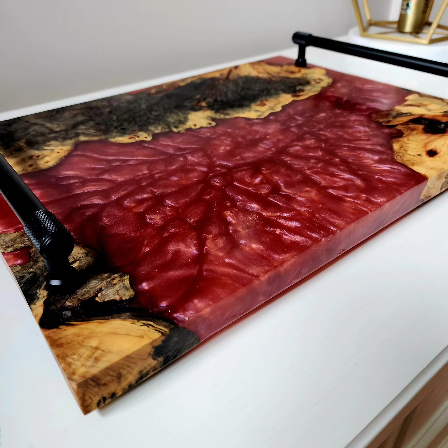 Buckeye Live Edge Wrapped w/ "Savage Red" Swirl Charcuterie Board