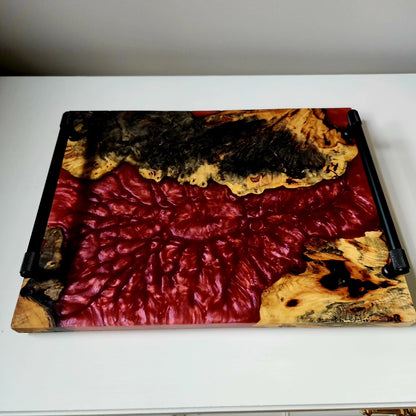 Buckeye Live Edge Wrapped w/ "Savage Red" Swirl Charcuterie Board