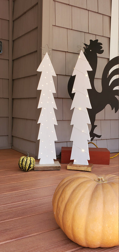 White Washed Lighted Wood Christmas Tree with Reclaimed Barn Wood Base