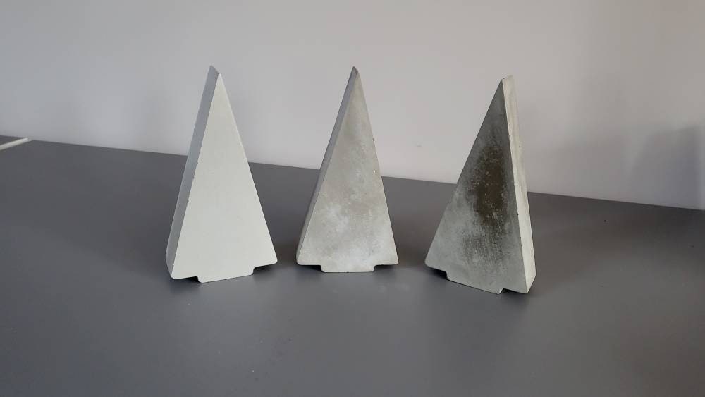 Concrete Christmas tree - Light Gray Modern Christmas tree decor, Slight Flecks of Silver or Gold