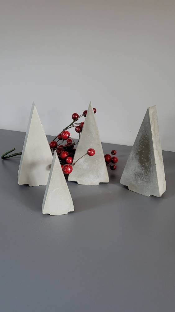 Concrete Christmas tree - Light Gray Modern Christmas tree decor, Slight Flecks of Silver or Gold