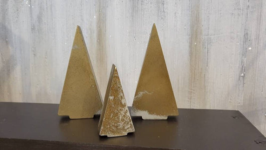 Concrete Christmas tree - Natural Concrete with Gold Leaf Swirl Modern Christmas tree decor. 2 Sizes